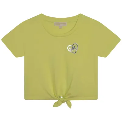 TSHIRT CROP TOP GREEN FRONT KNOT MK LOGO / R15167-60B
