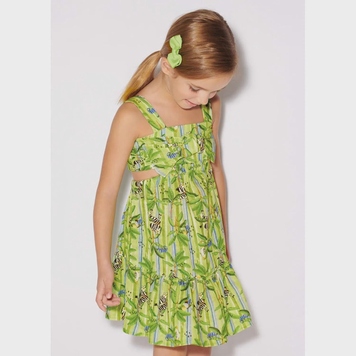DRESS LIME GREEN SAFARI PRINT HALTER TOP / 3939-010