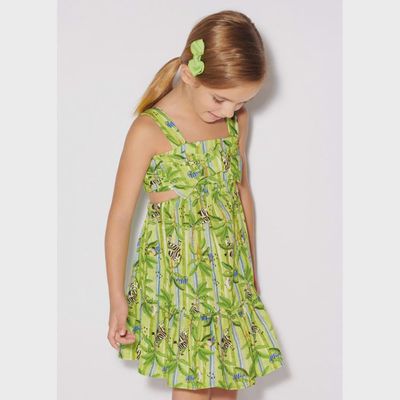 DRESS LIME GREEN SAFARI PRINT HALTER TOP / 3939-010