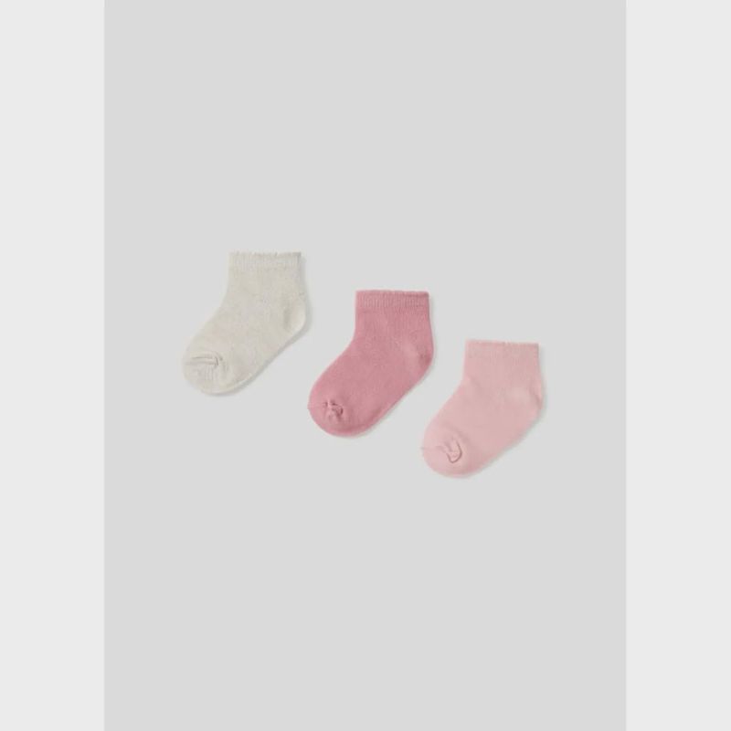 3 PAIR SOCK SET PINK & GOLD / 10403-091