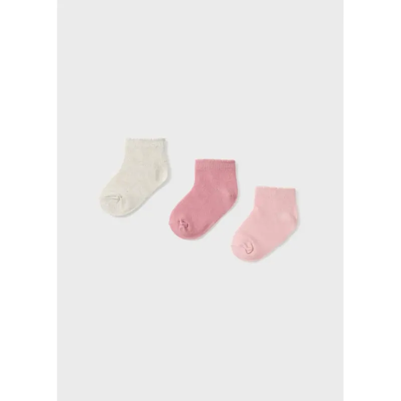 3 PAIR SOCK SET PINK & GOLD / 10403-091