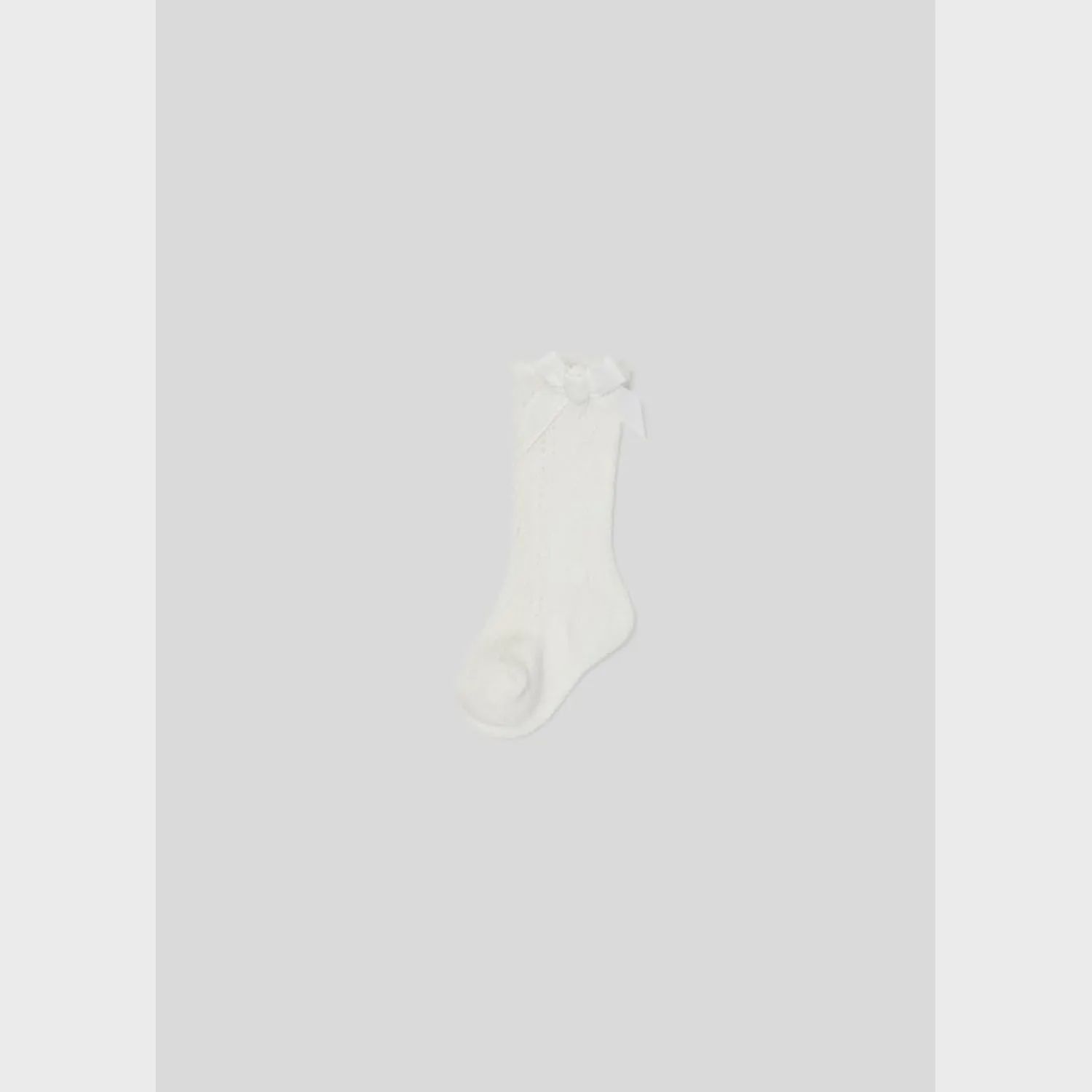 LONG SOCK CREAM BOW TRIM / 9595-047