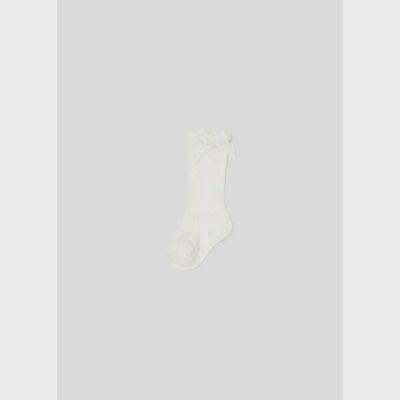 LONG SOCK CREAM BOW TRIM / 9595-047