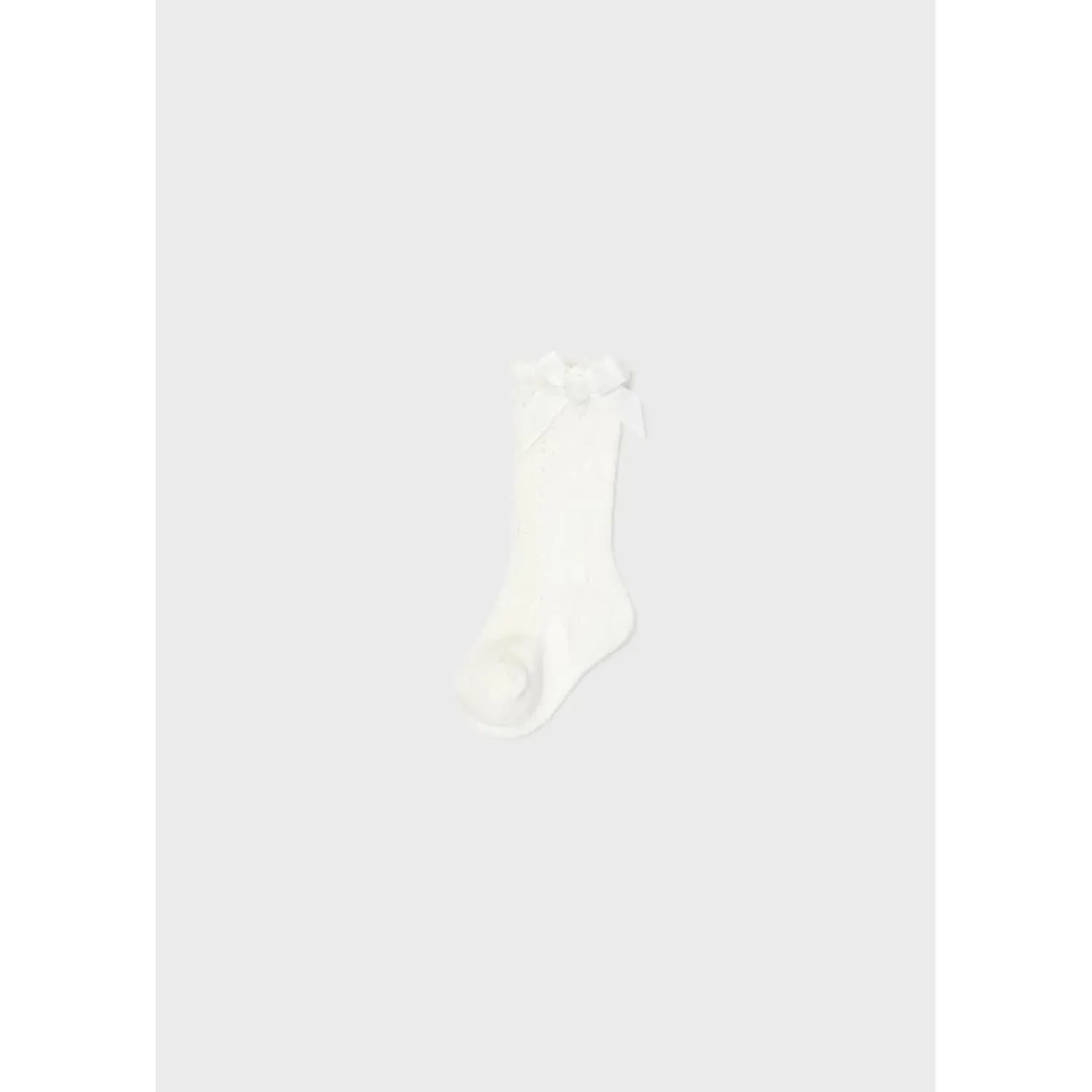 LONG SOCK CREAM BOW TRIM / 9595-047