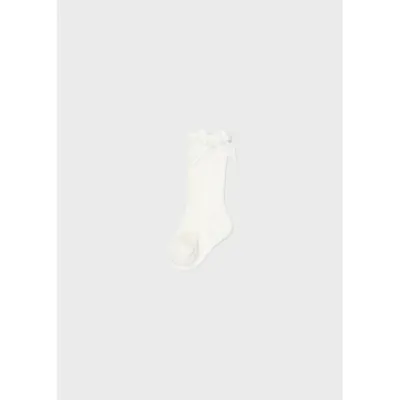 LONG SOCK CREAM BOW TRIM / 9595-047