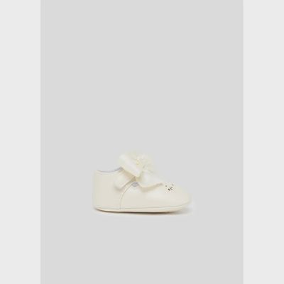 SHOE CREAM CUTOUT & BOW TRIM VELCRO / 9631-053