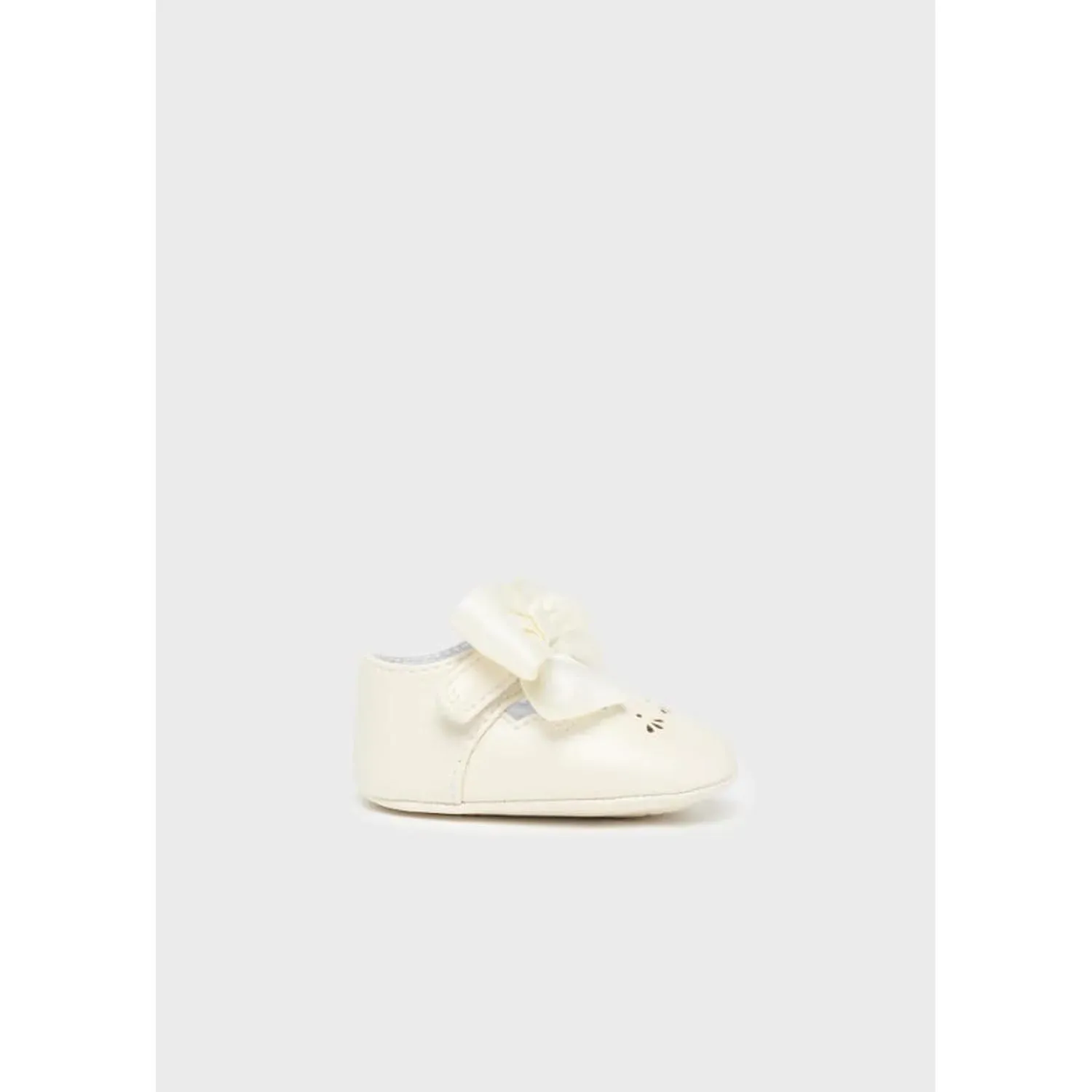 SHOE CREAM CUTOUT & BOW TRIM VELCRO / 9631-053