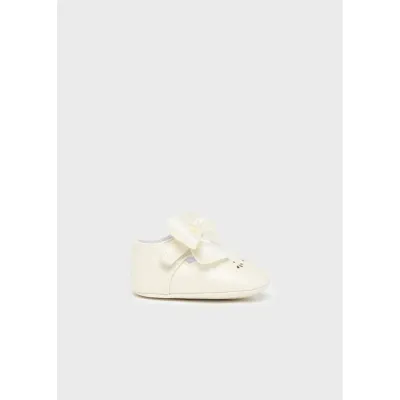 SHOE CREAM CUTOUT & BOW TRIM VELCRO / 9631-053