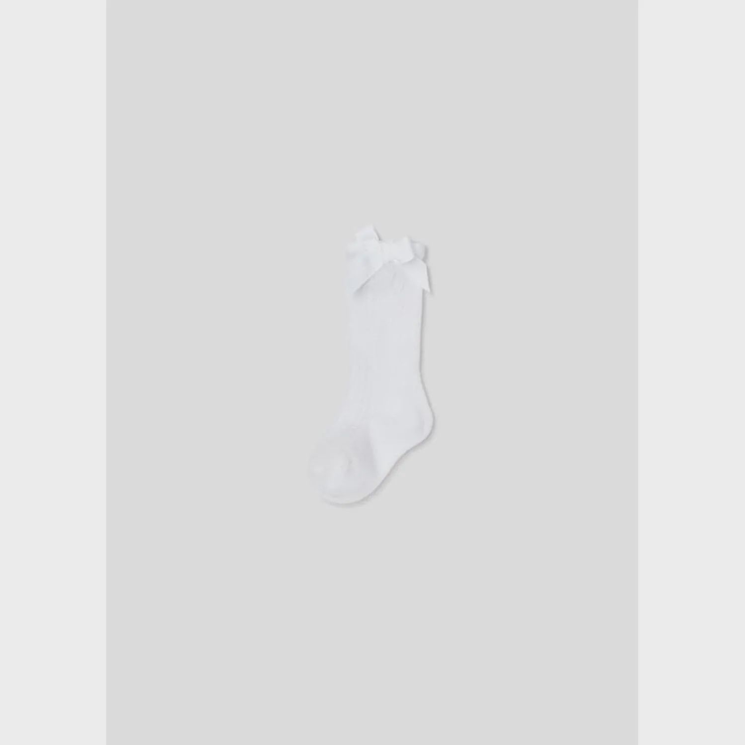 LONG SOCK WHTE BOW TRIM / 9595-045