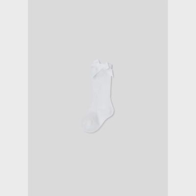 LONG SOCK WHTE BOW TRIM / 9595-045