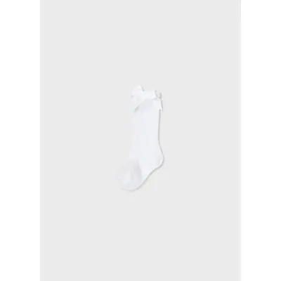 LONG SOCK WHTE BOW TRIM / 9595-045