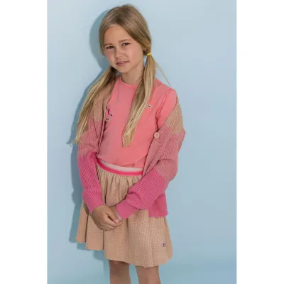 KNIT CARDIGAN PINK STRIPE 1 BUTTON CLOSURE / N302-5306-254