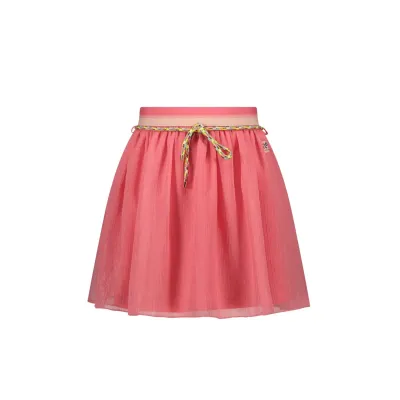 SKIRT & BELT PINK ORANGE ORGANZA MULTI COLORED ROPE BELT / N302-5707-254