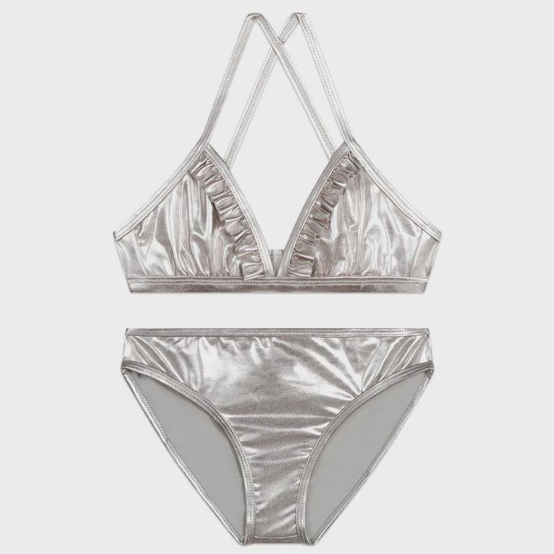 2PC BIKINI LIGHT GREY SILVER LAME / R10167-16
