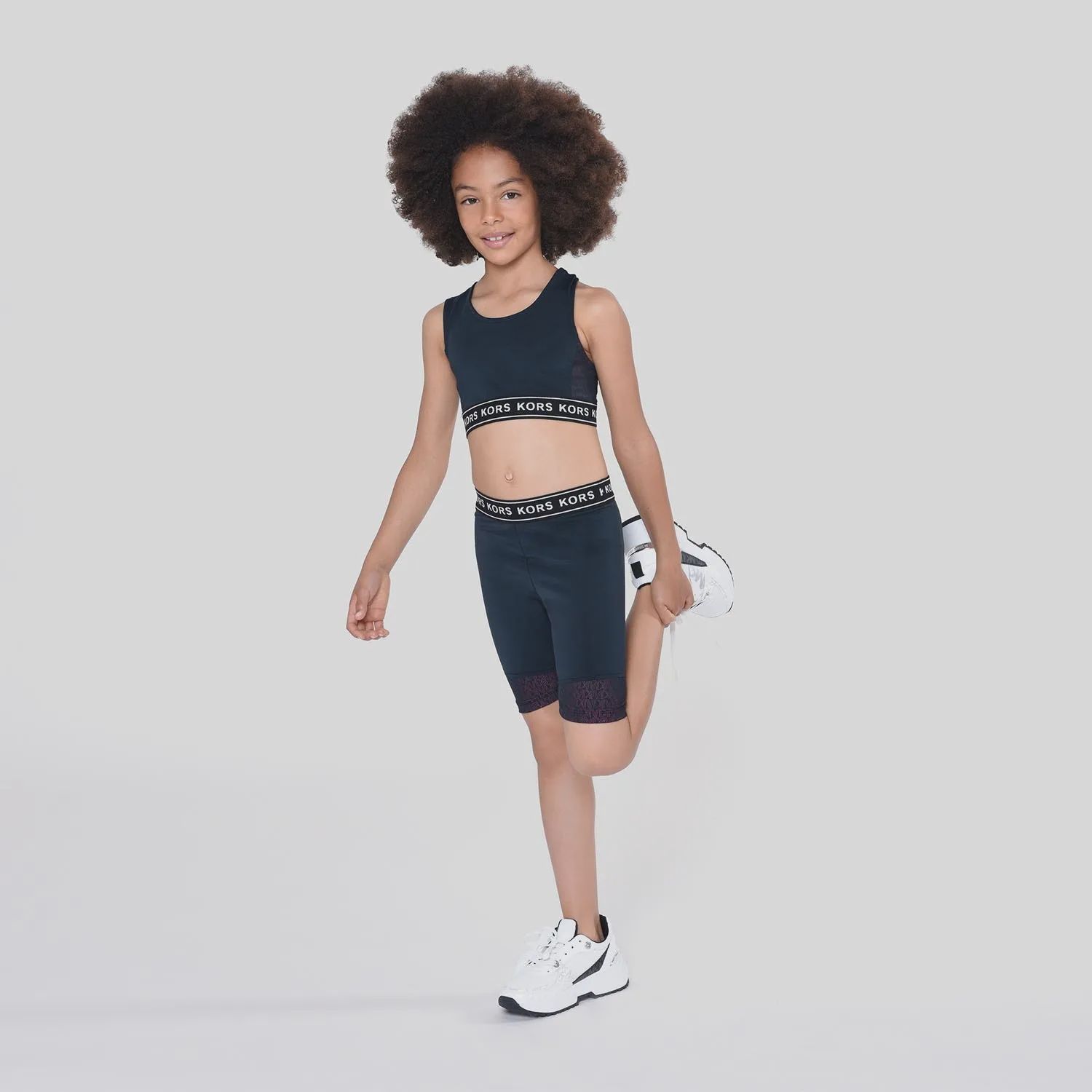 CYCLIST SHORTS BLACK WHITE KORS WAIST LOGO / R14135-09B