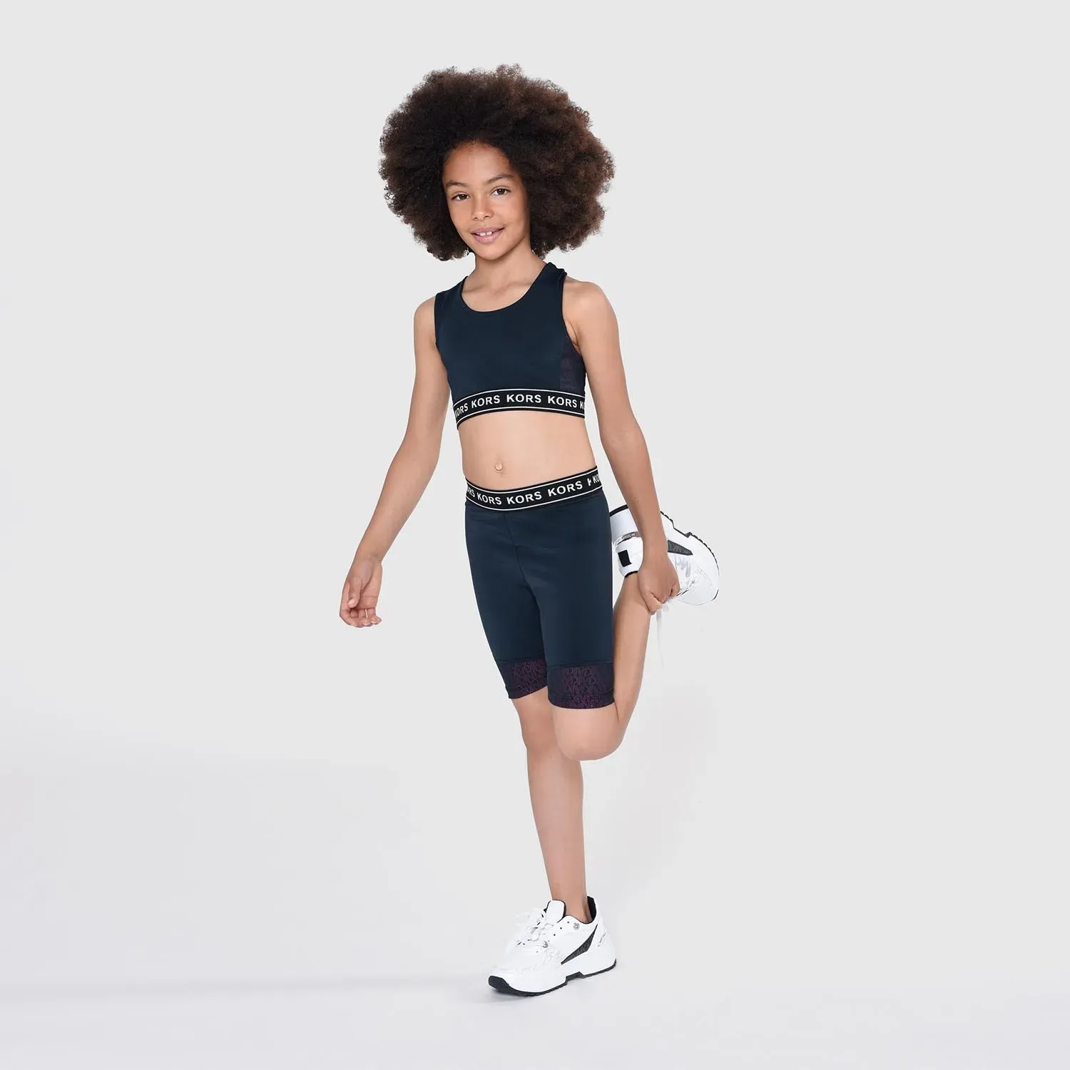 CYCLIST SHORTS BLACK WHITE KORS WAIST LOGO / R14135-09B