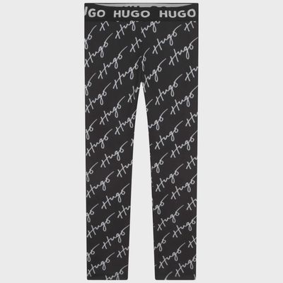 LEGGING BLACK WHITE HUGO LOGO PRINT / G14101-M41