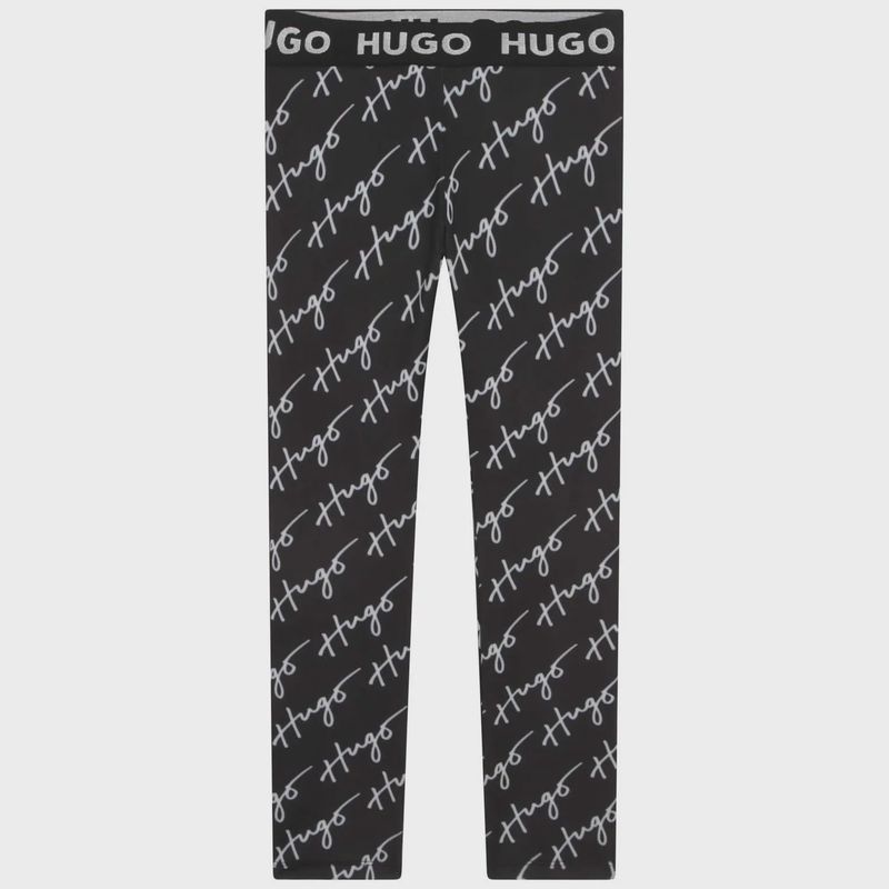 LEGGING BLACK WHITE HUGO LOGO PRINT / G14101-M41