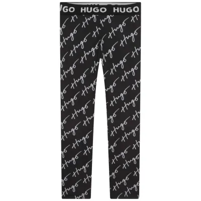 LEGGING BLACK WHITE HUGO LOGO PRINT / G14101-M41