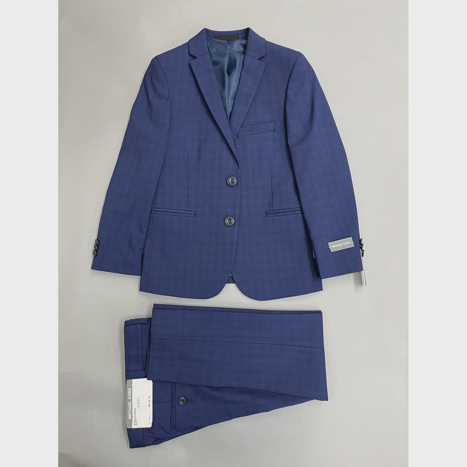 2PC SUIT BRIGHT NAVY CHECK PRINT / BYEB2YLZ0004