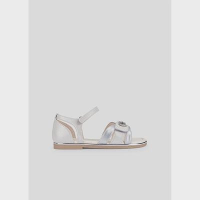 SHOE SILVER SANDAL SILVER BOW TRIM / 43443-011