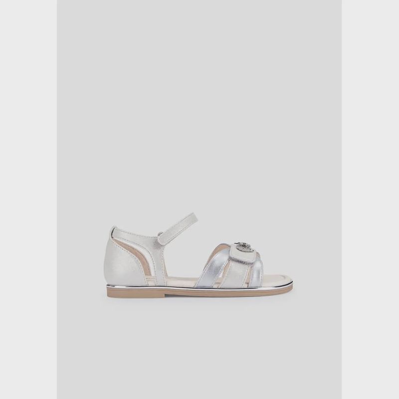 SHOE SILVER SANDAL SILVER BOW TRIM / 43443-011
