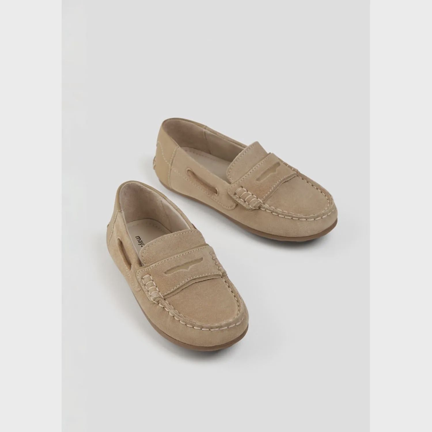 SHOE BEIGE LEATHER MOCCASINS SLIP ON / 41484-077