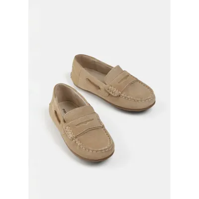 SHOE BEIGE LEATHER MOCCASINS SLIP ON / 41484-077