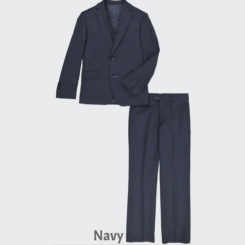 3 PC NAVY SUIT HUSKY SLIM FIT SOLID / SD040-H