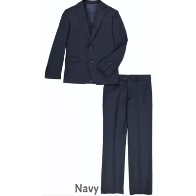 3 PC NAVY SUIT HUSKY SLIM FIT SOLID / SD040-H