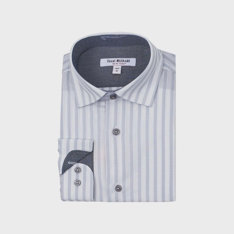 SHIRT WHITE & GREY STRIPE COTTON / SH9710