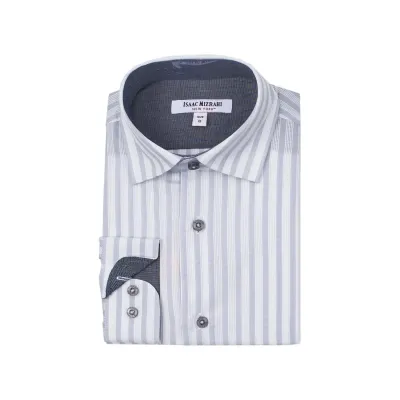 SHIRT WHITE & GREY STRIPE COTTON / SH9710
