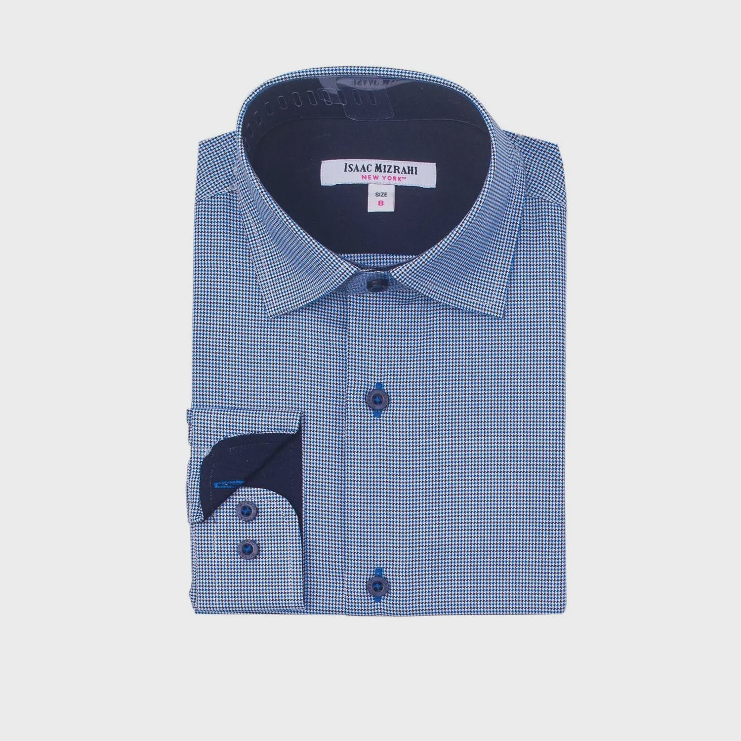 SHIRT NAVY & BLUE HOUNDSTOOTH PRINT / SH9720