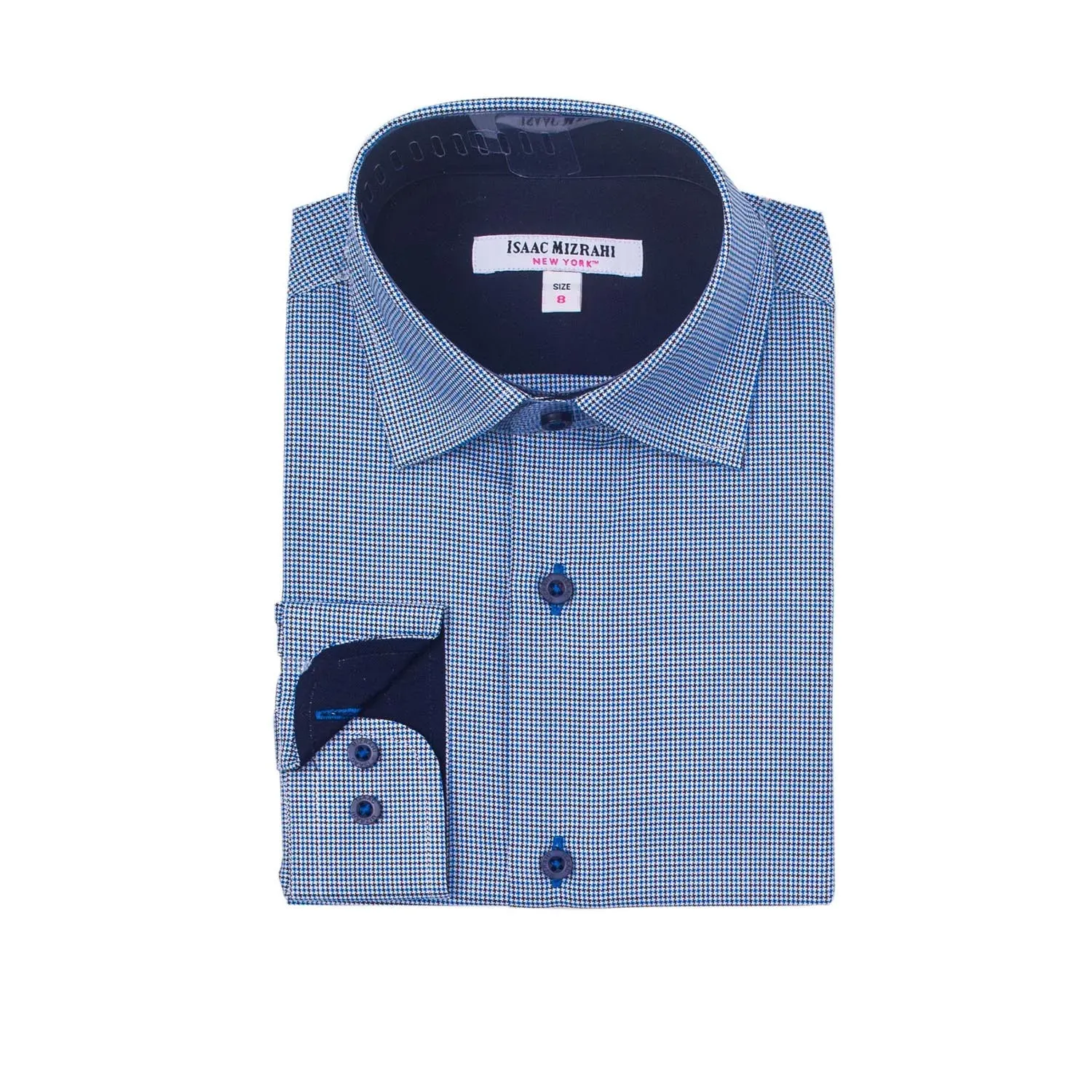 SHIRT NAVY & BLUE HOUNDSTOOTH PRINT / SH9720
