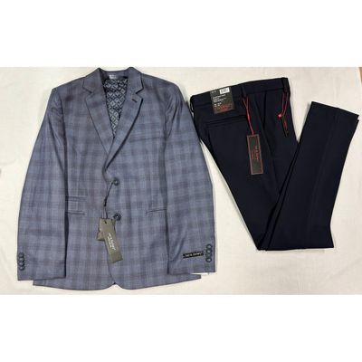 2PC BLAZER & PANT GLEN PLAID WINE NAVY PANT / BLZ462-LZK504