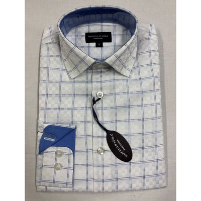 SHIRT WHITE & BLUE CHECK / 5879