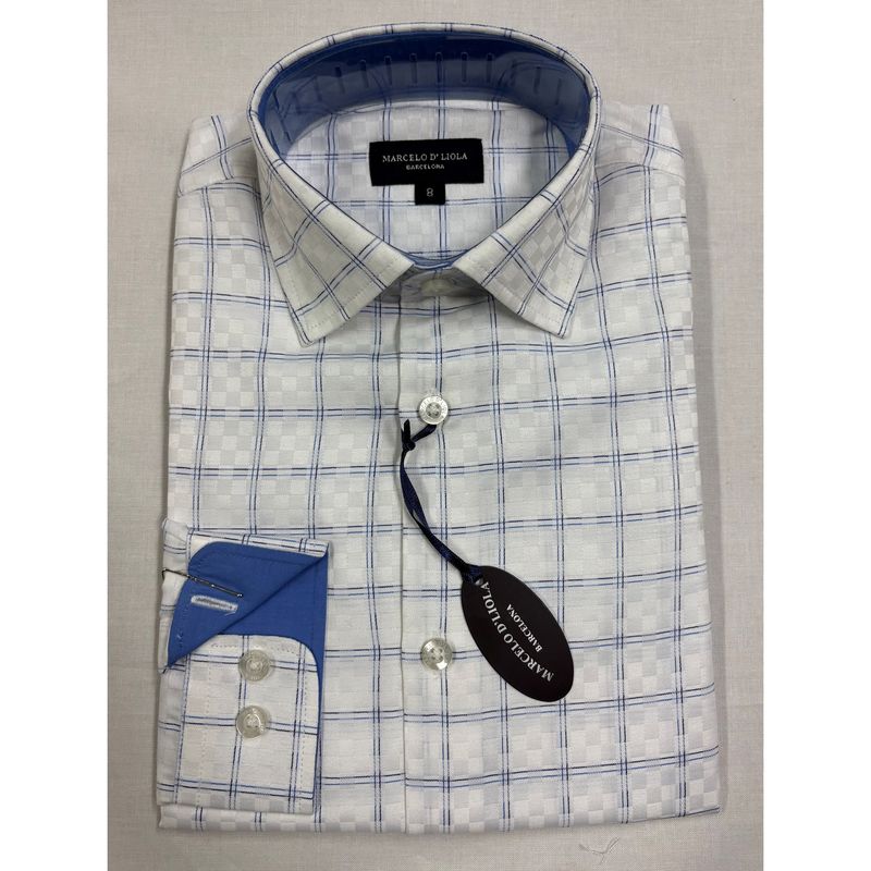 SHIRT WHITE & BLUE CHECK / 5879