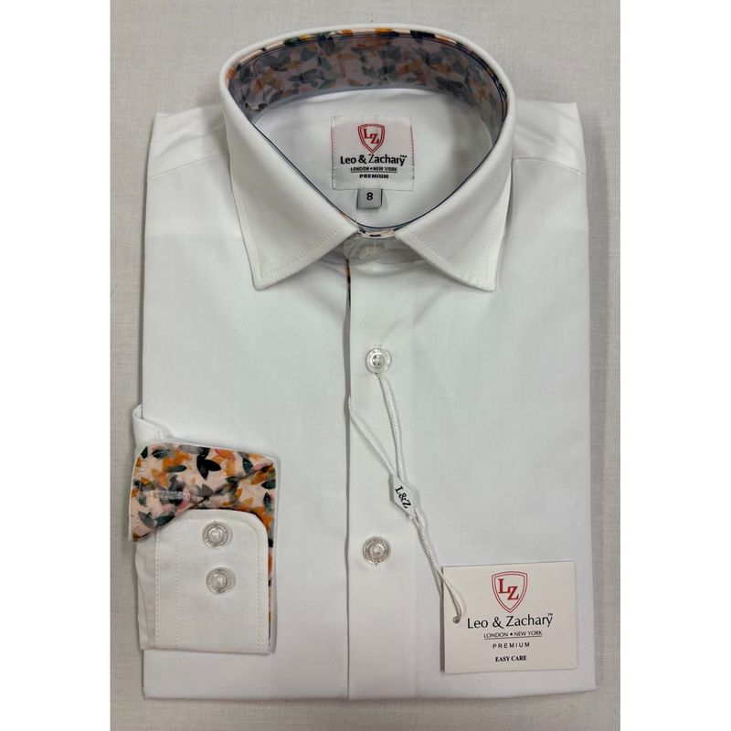 WHITE SHIRT MULTI COLORED TRIM WRINKLE FREE / P5515