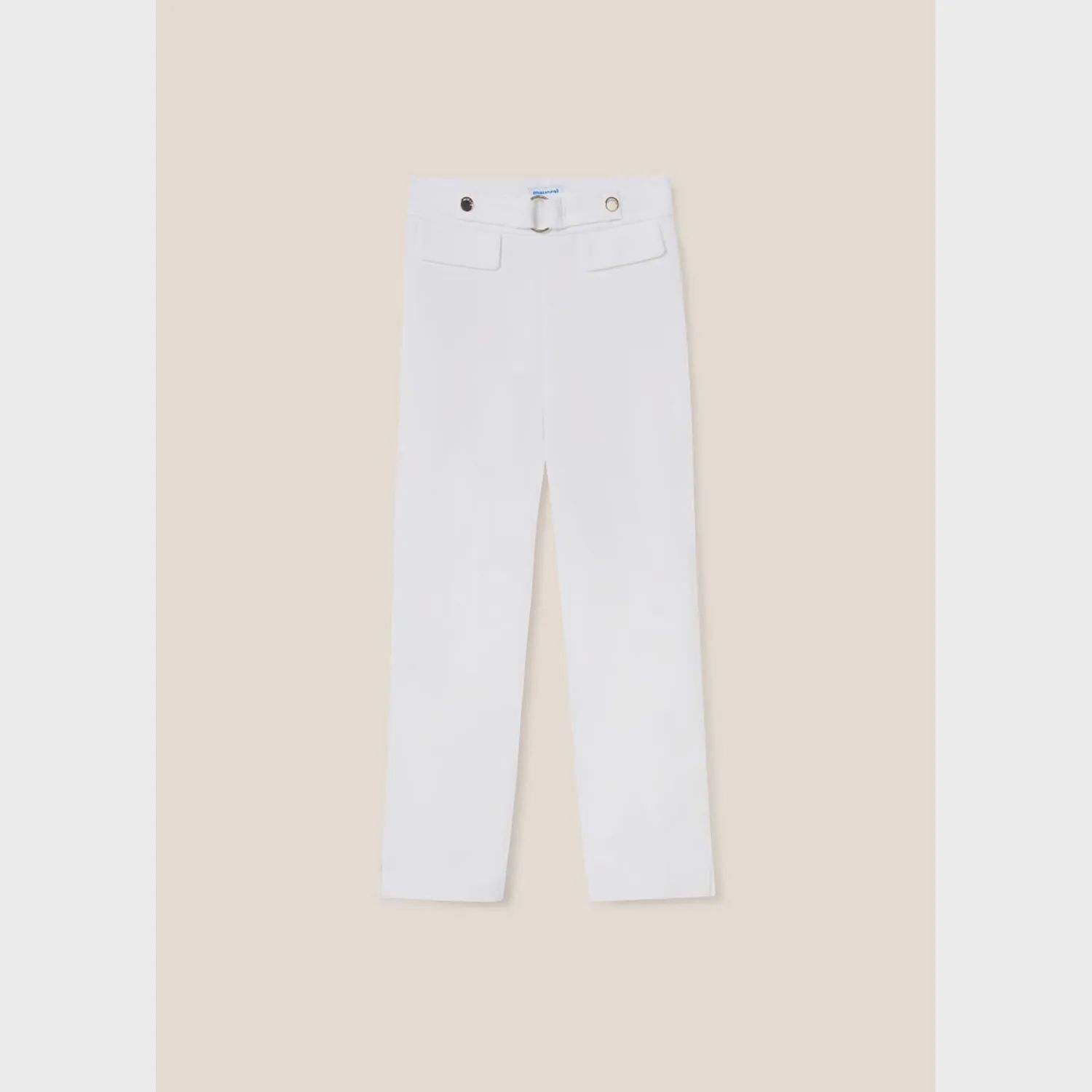 CROPPED PANT WHITE ADJUSTABLE WAIST / 6578-094