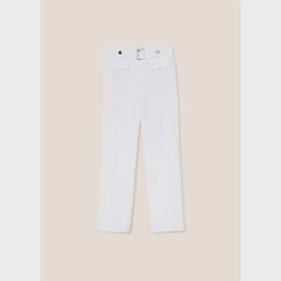 CROPPED PANT WHITE ADJUSTABLE WAIST / 6578-094