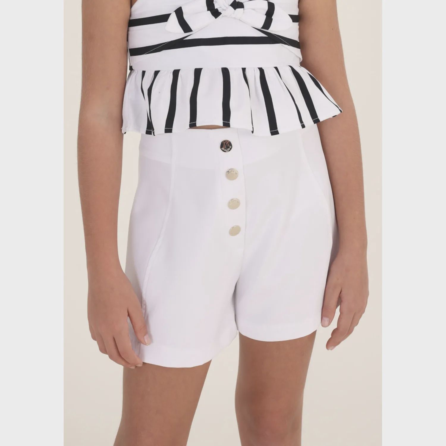 CREPE SHORTS WHITE GOLD BUTTONS / 6235-087