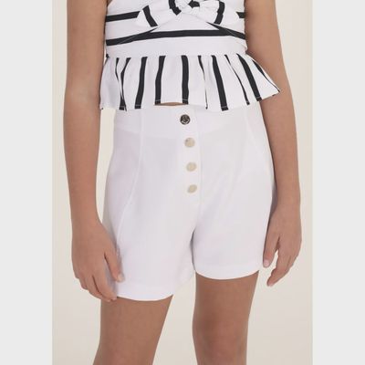CREPE SHORTS WHITE GOLD BUTTONS / 6235-087