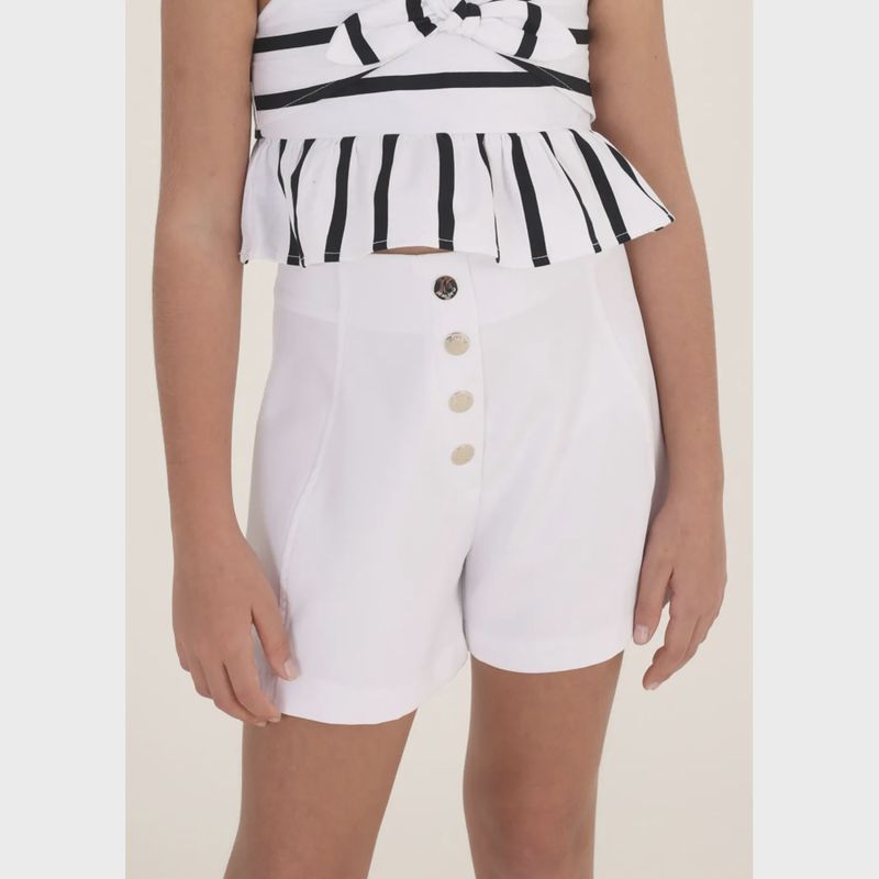 CREPE SHORTS WHITE GOLD BUTTONS / 6235-087