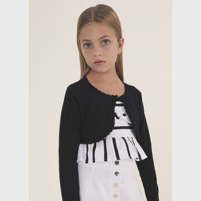 BOLERO CARDIGAN BLACK KNIT 1 BUTTON CLOSURE / 332-091
