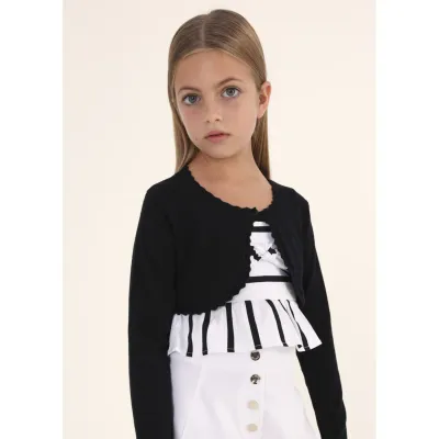 BOLERO CARDIGAN BLACK KNIT 1 BUTTON CLOSURE / 332-091