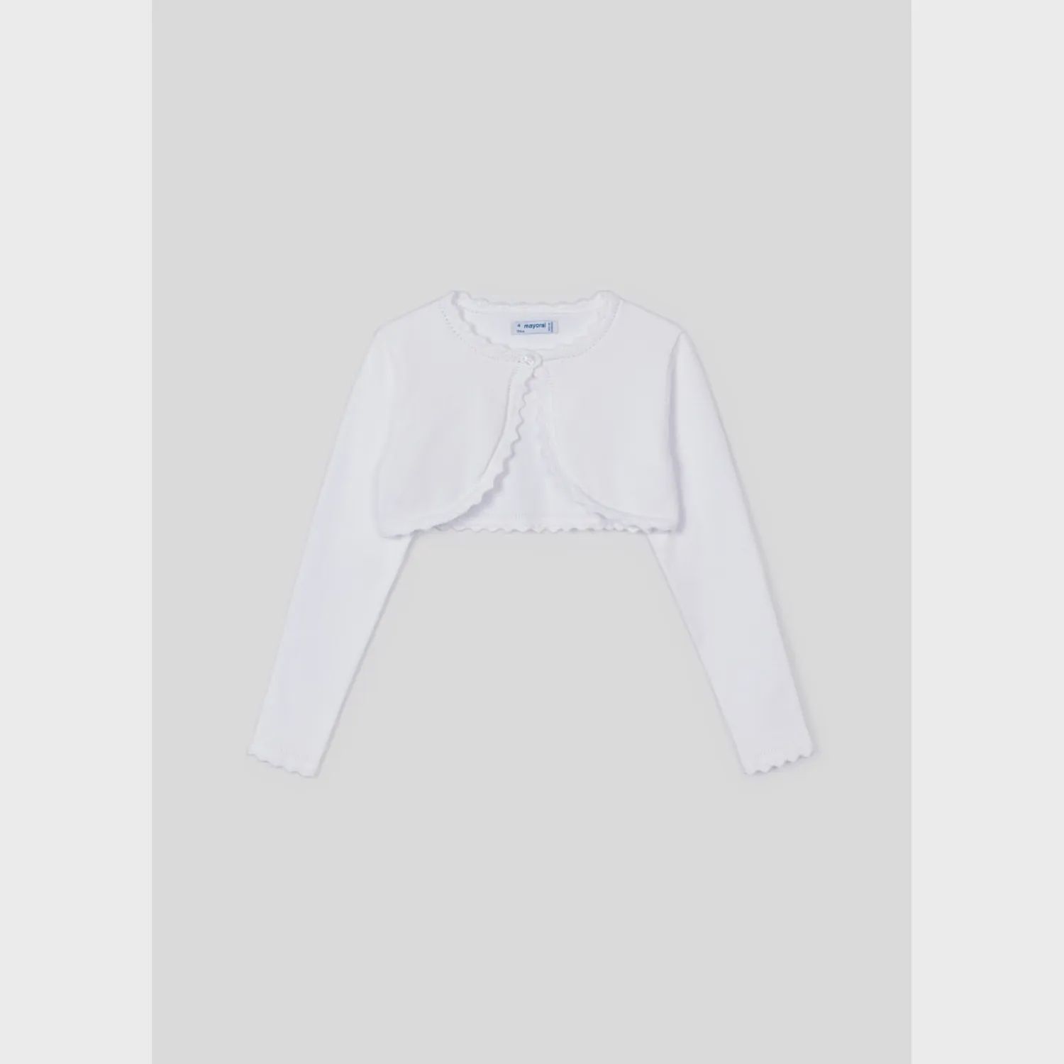 BOLERO CARDIGAN WHITE BASIC SCALLOPED EDGING / 320-075