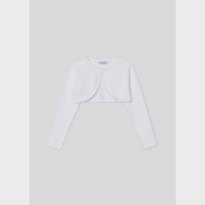 BOLERO CARDIGAN WHITE BASIC SCALLOPED EDGING / 320-075