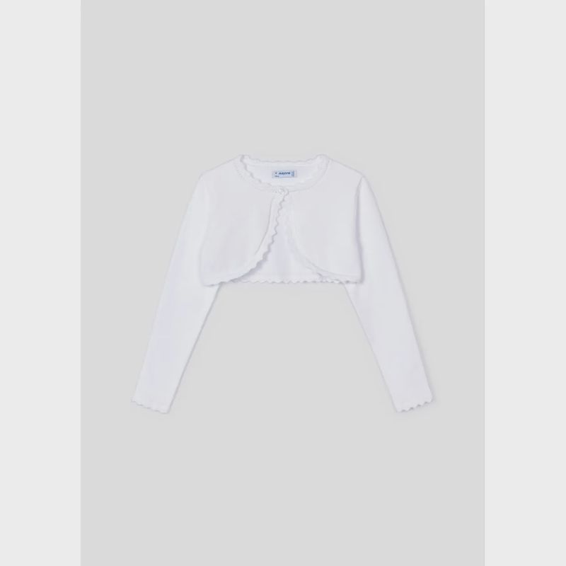 BOLERO CARDIGAN WHITE BASIC SCALLOPED EDGING / 320-075