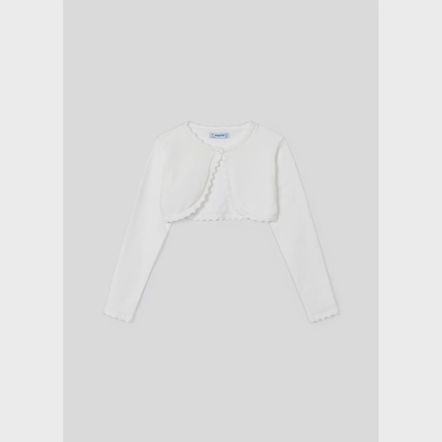 BOLERO CARDIGAN CREAM SCALLOPED TRIM / 320-073