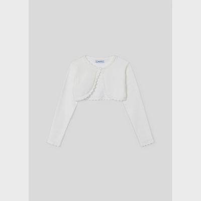 BOLERO CARDIGAN CREAM SCALLOPED TRIM / 320-073